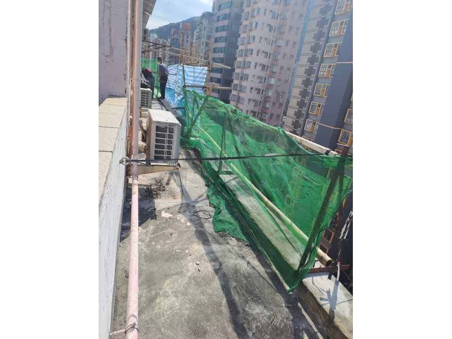 外牆搭棚架,防止石屎跌落
